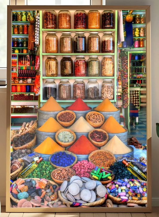 Moroccan Spice Market Photo: Vibrant Kitchen Wall Art Print
