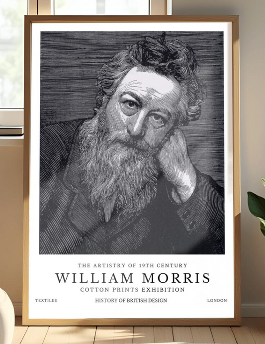 William Morris Self Portrait Print: British Design Exhibition Poster, Vintage Wall Art, 19th Century Decor, Art History Gift