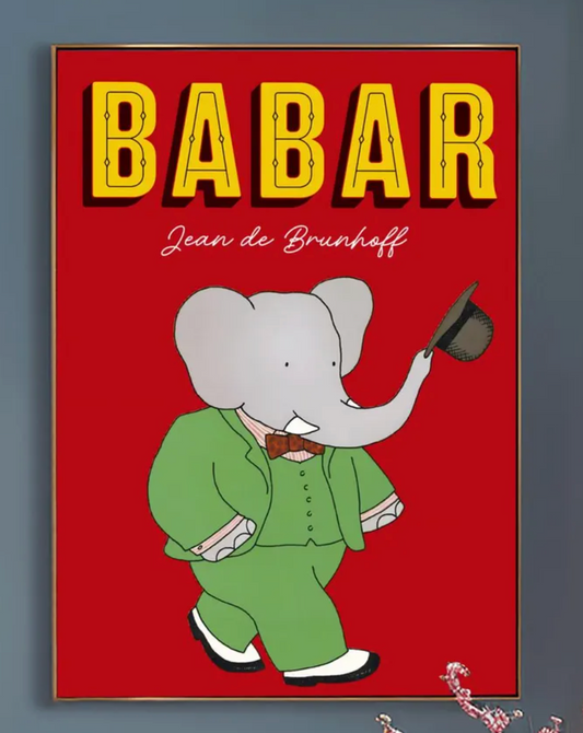 Babar the Elephant Print: Retro Nursery Decor, Kids Room Art