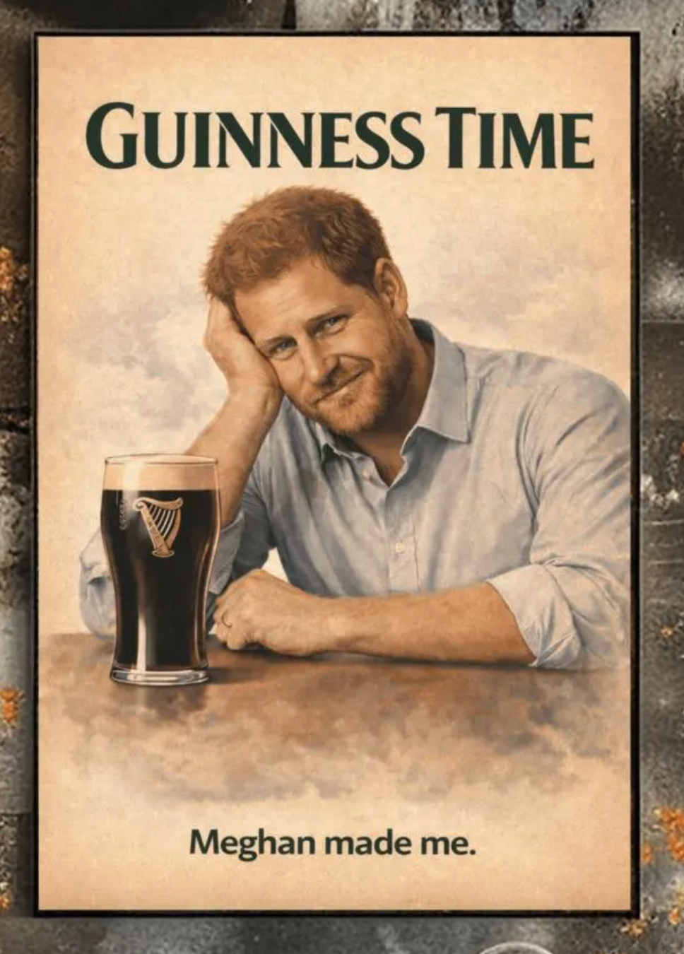 Prince Harry Guinness Poster: Royal Family Satire Irish Pub Art (main image)