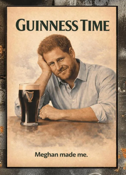 Prince Harry Guinness Poster: Royal Family Satire Irish Pub Art (main image)