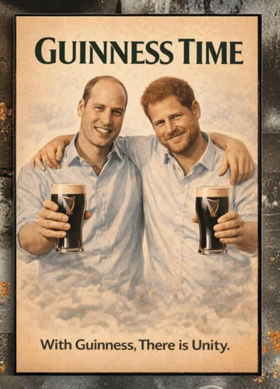 Prince William Prince Harry Guinness Poster: Royal Family Political Satire Irish Pub Art (main image)
