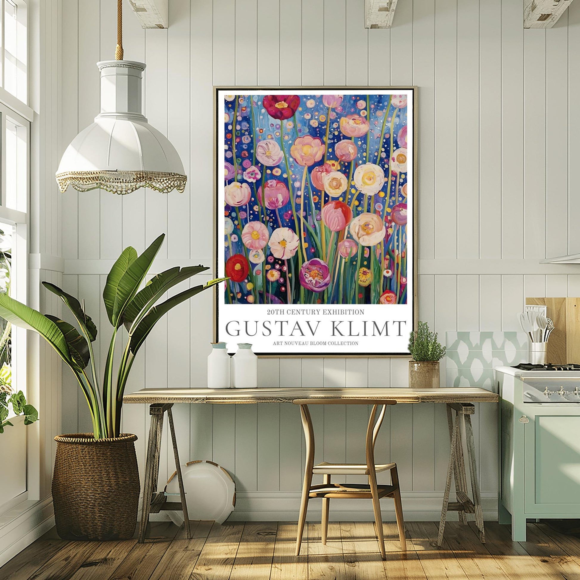 Gustav Klimt Floral Print - Klimt Museum & Exhibition Poster, Flower Garden Art, Classic Gustav Klimt Painting Wall Decor.