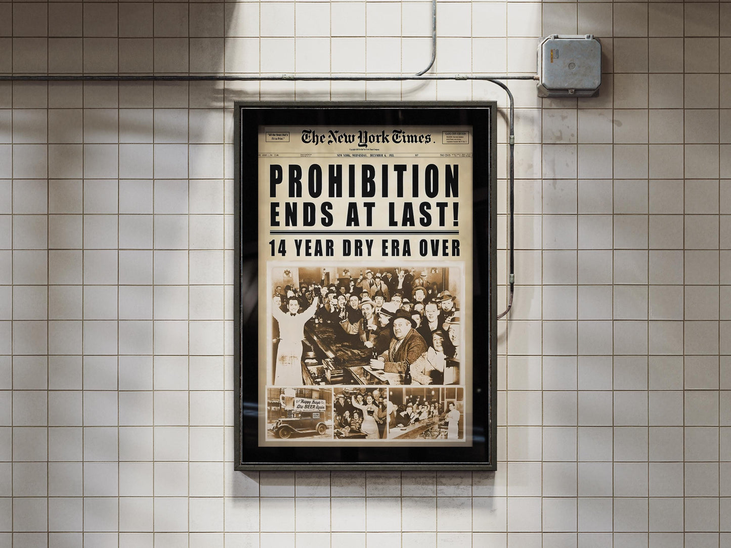 End of Prohibition Wall Art Vintage Newspaper Print - Retro Alcohol Speakeasy Poster Man (view 4)