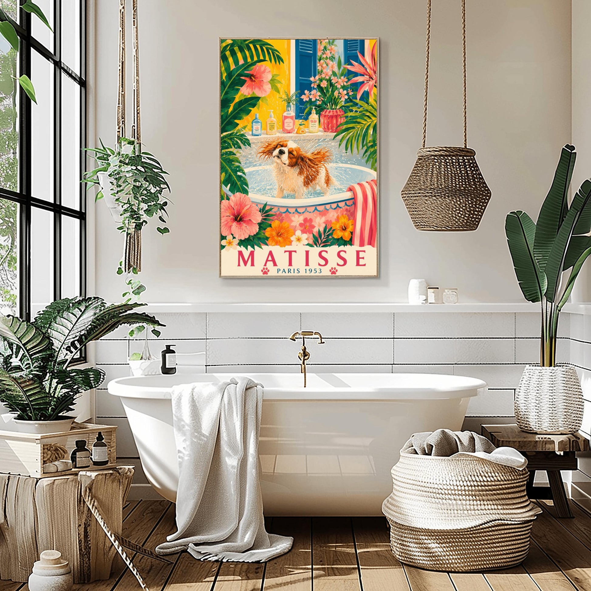 A horizontal fine art landscape print in the style of Gustav Klimt, depicting a dense and vibrant field of wildflowers. The entire composition is filled from edge to edge with tiny, mosaic-like painted blossoms including red poppies, yellow buttercups, pink asters, and blue cornflowers mixed with tall green stems and leaves. The painting features rich textures and a glittering, pointillist style that mimics a lush, sun-drenched summer meadow.
