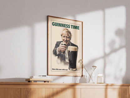 Boris Johnson Guinness Poster Print - Political Satire Wall Art - UK Prime Minister Pub Decor - Beer Lover Gift - Quirky Humour Print