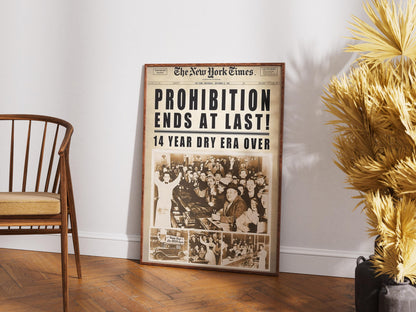 End of Prohibition Wall Art Vintage Newspaper Print - Retro Alcohol Speakeasy Poster Man (view 6)