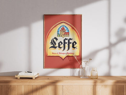 Leffe Beer Logo Print – Classic Belgian Abbey Ale Wall Art, Elegant Bar Decor, Monastic Brewery Sign, Beer Lover Gift