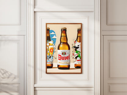 Duvel Beer Pop Art Print - Modern Belgian Ale Poster, Brewery Decor for Home Bar Cart & Living Room Wall Art Collectible