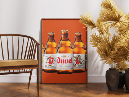 Belgian Duvel Beer Wall Art Print - Iconic Moortgat Brewery Decor, Unique Beer Lover Gift for Man Cave & Bar