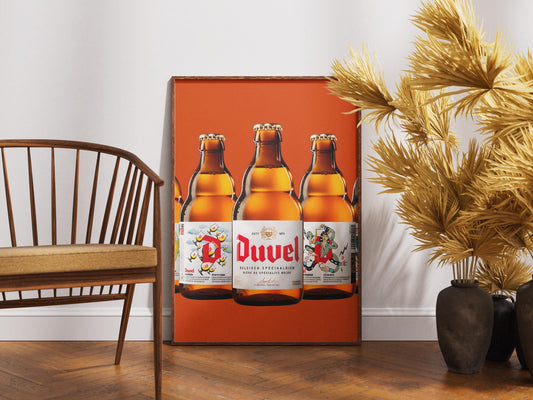 Belgian Duvel Beer Wall Art Print - Iconic Moortgat Brewery Decor, Unique Beer Lover Gift for Man Cave & Bar