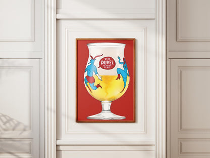 Duvel Beer Glass Art Print - Unique Belgian Ale Poster & Iconic Brewery Wall Decor for Home Bar, Man Cave, Beer Lover Gift