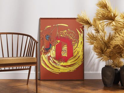 Surf Demon Duvel Inspired Art Print - Wave and Devil Poster, Beer Lover Gift, Coastal Wall Art, Home Bar & Man Cave Decor