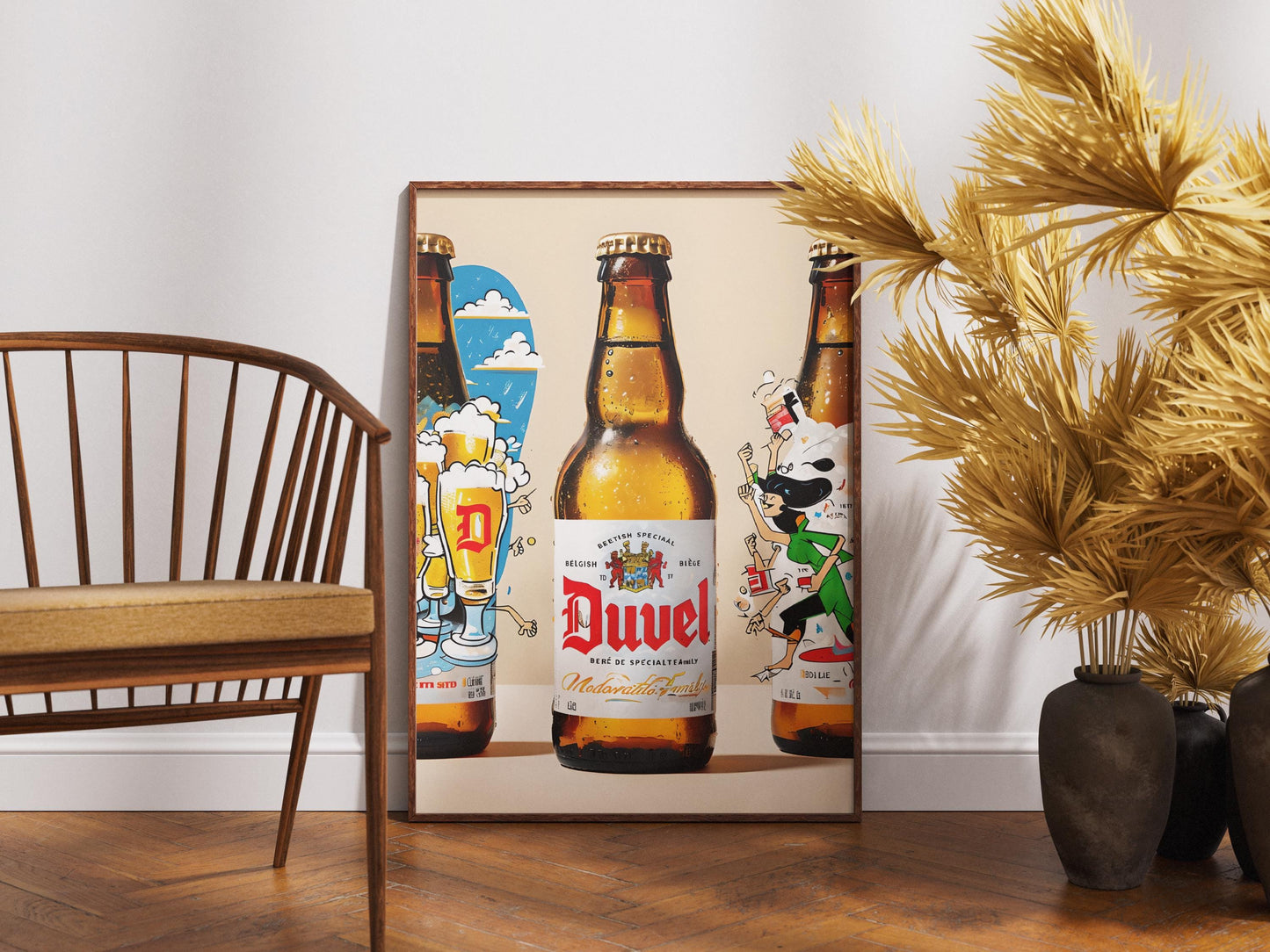 Duvel Beer Pop Art Print - Modern Belgian Ale Poster, Brewery Decor for Home Bar Cart & Living Room Wall Art Collectible