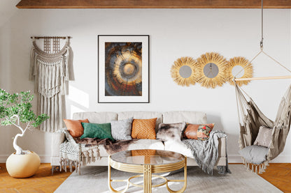 Tree Rings Wall Art Abstract - Modern Minimalist Farmhouse Decor Poster Print