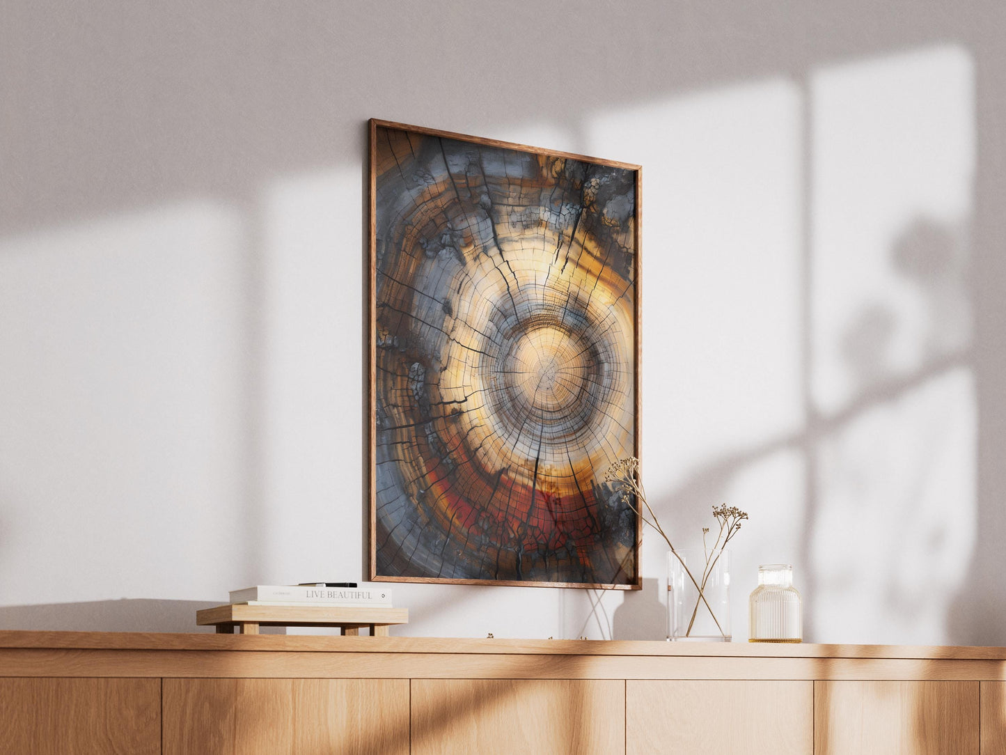 Tree Rings Wall Art Abstract - Modern Minimalist Farmhouse Decor Poster Print