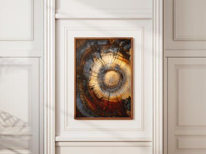 Tree Rings Wall Art Abstract - Modern Minimalist Farmhouse Decor Poster Print