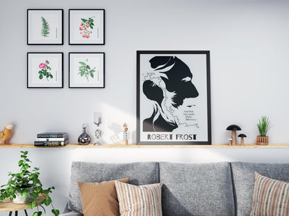 Robert Frost Minimalist Poster, Poetry Wall Art Print, Literary Home Decor, Inspirational Quote, Book Lover Gift for Writers & Readers
