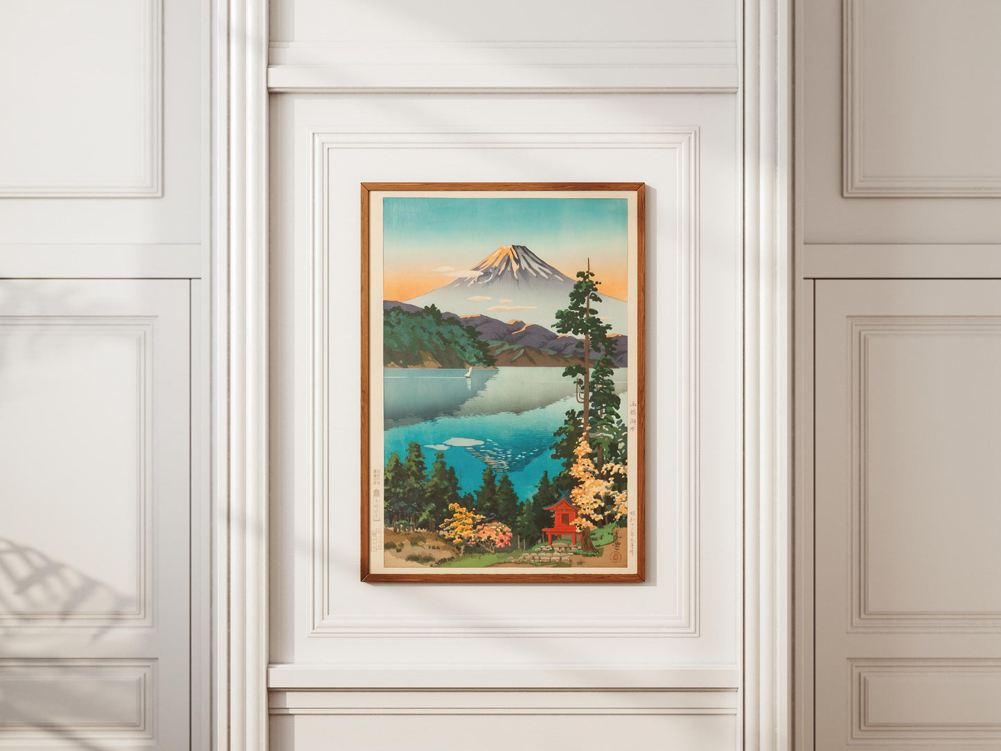 Mount Fuji Woodblock Print Ukiyo-e Art | Serene Japanese Lake Landscape | Traditional Asian Wall Decor Gift by Tsuchiya Koitsu