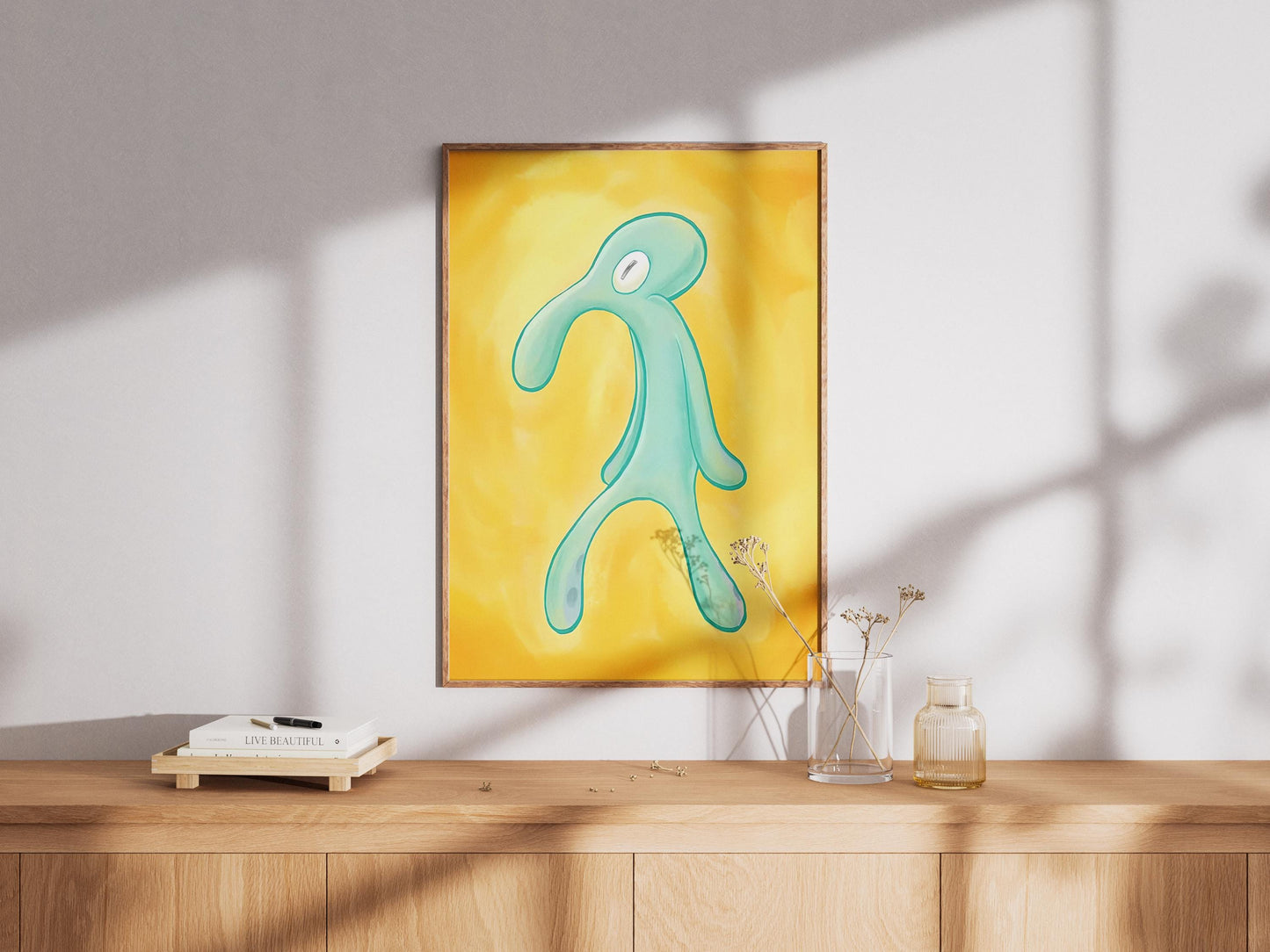 Squidward Painting Print, Abstract Wall Art, Squidward Canvas Poster, Modern 3D Canvas, Bold And Brash Canvas Print, Luxury Canvas Poster