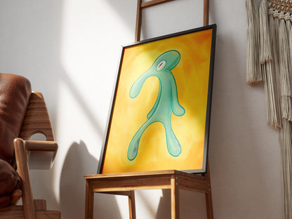 Squidward Painting Print, Abstract Wall Art, Squidward Canvas Poster, Modern 3D Canvas, Bold And Brash Canvas Print, Luxury Canvas Poster