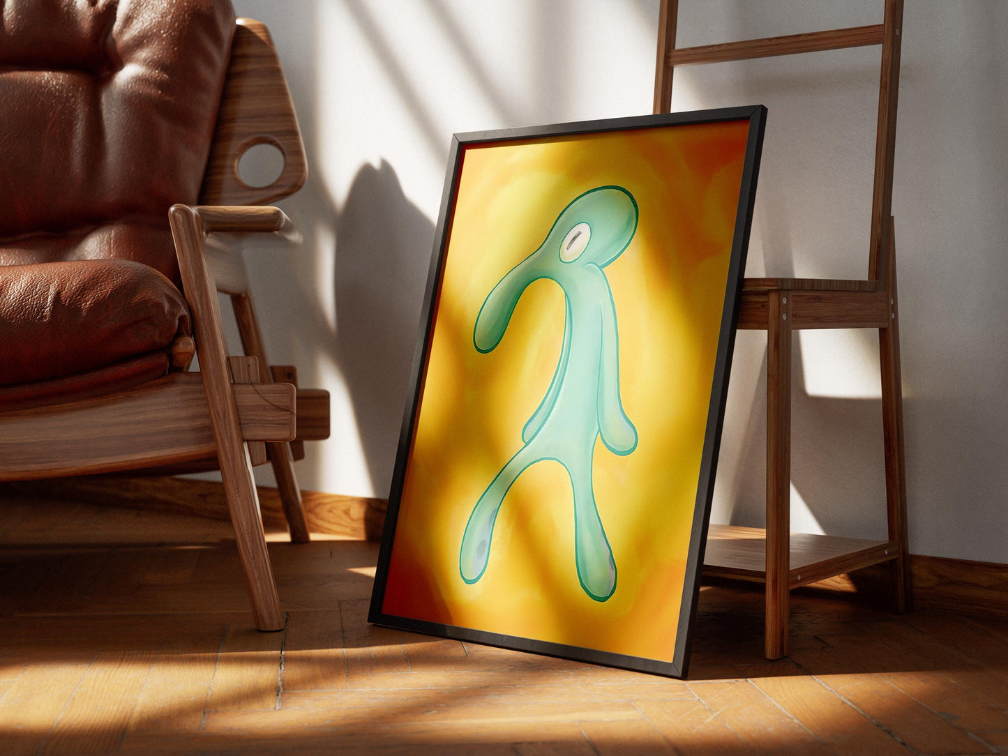 Squidward Painting Print, Abstract Wall Art, Squidward Canvas Poster, Modern 3D Canvas, Bold And Brash Canvas Print, Luxury Canvas Poster