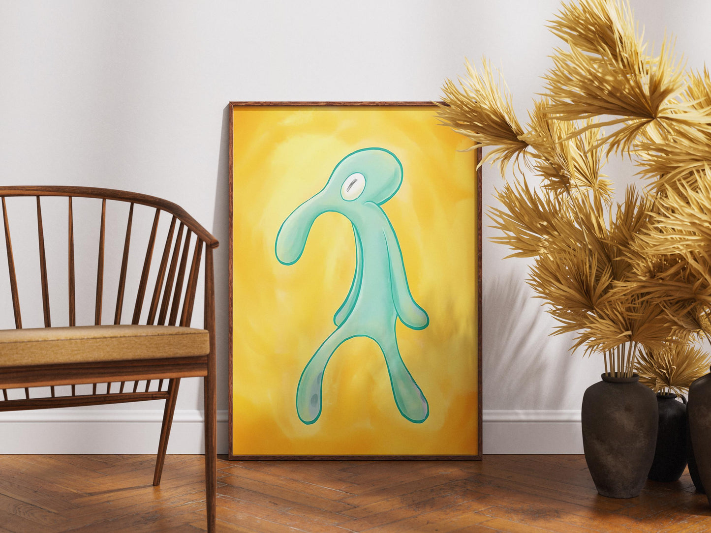 Squidward Painting Print, Abstract Wall Art, Squidward Canvas Poster, Modern 3D Canvas, Bold And Brash Canvas Print, Luxury Canvas Poster
