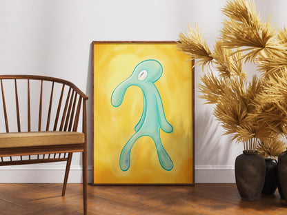 Squidward Painting Print, Abstract Wall Art, Squidward Canvas Poster, Modern 3D Canvas, Bold And Brash Canvas Print, Luxury Canvas Poster