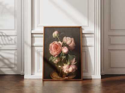 Moody Pink Peonies Painting Print | Vintage Floral Print | Flower Art | Poster Print | Giclée Print | Fine Art Print | Large Wall Art Print