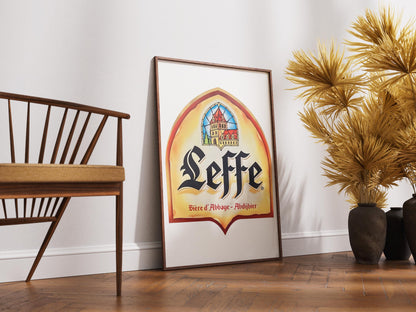 Leffe Beer Logo Print – Classic Belgian Abbey Ale Wall Art, Elegant Bar Decor, Monastic Brewery Sign, Beer Lover Gift