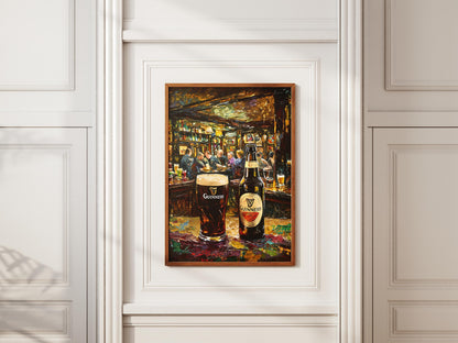 Guinness Pint And Bottle Impressionist Print, Irish Painting, Irish Beer Gift, Bar Art, Ireland Painting, Alcohol Art, Bar Beer, Beer Artist