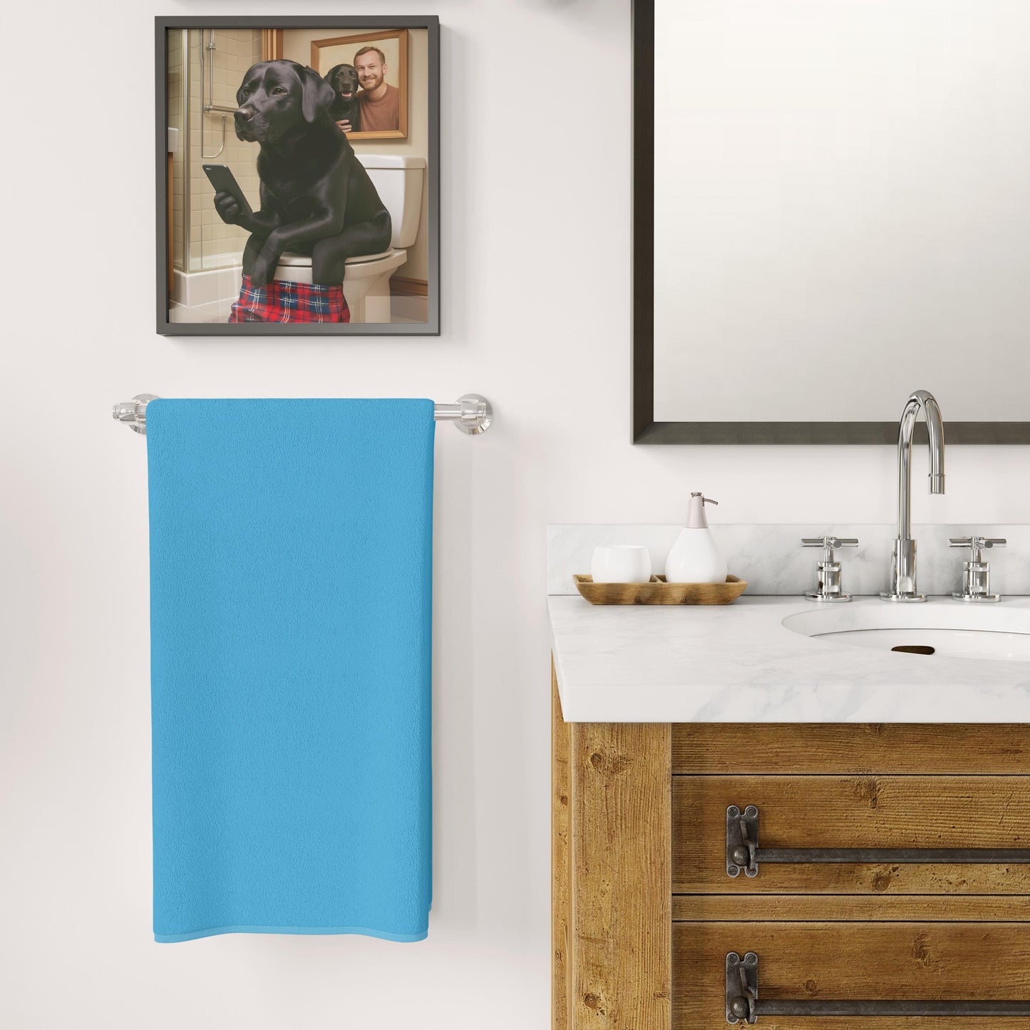 Black Labrador Print Funny Bathroom Wall Art, Humorous Dog Sign, Lab Lover Gift, Black Lab Toilet Decor