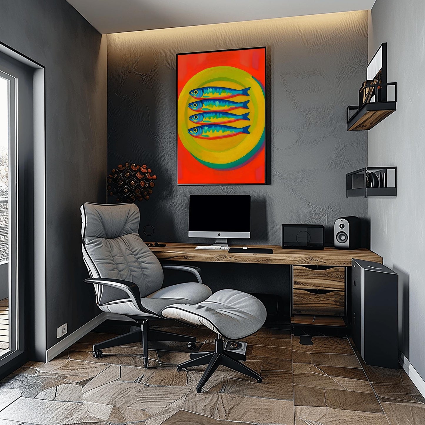 Sardine Oil Poster– Funky Fish Wall Art, Dopamine fish Decor, Oyster & Fisherman Aesthetic Print, Trendy Bathroom Prints, Fish Wall Art