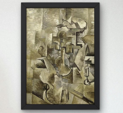 Violin and Candlestick Art Print by Georges Braque 1910, Museum Quality Oil Painting Reproduction, Wall Decor, Housewarming Gift