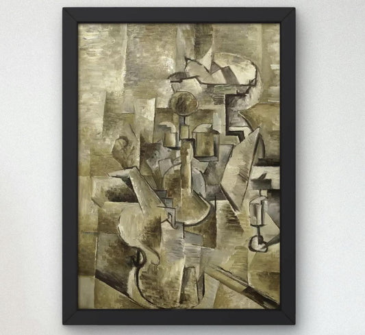 Violin and Candlestick Art Print by Georges Braque 1910, Museum Quality Oil Painting Reproduction, Wall Decor, Housewarming Gift