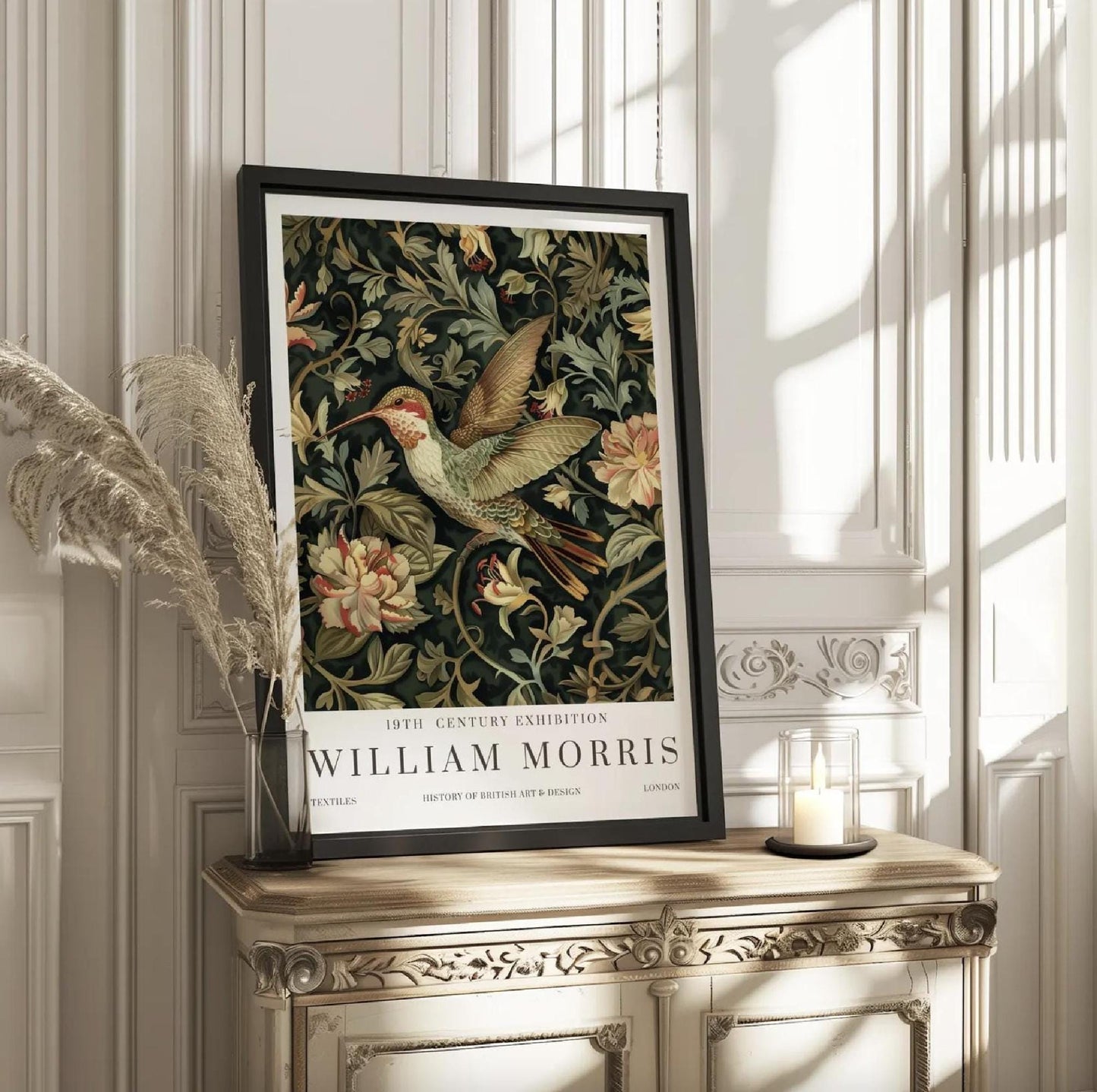 William Morris Prints Vintage Wall Art Poster Hummingbird Textiles Art Exhibition (view 3)