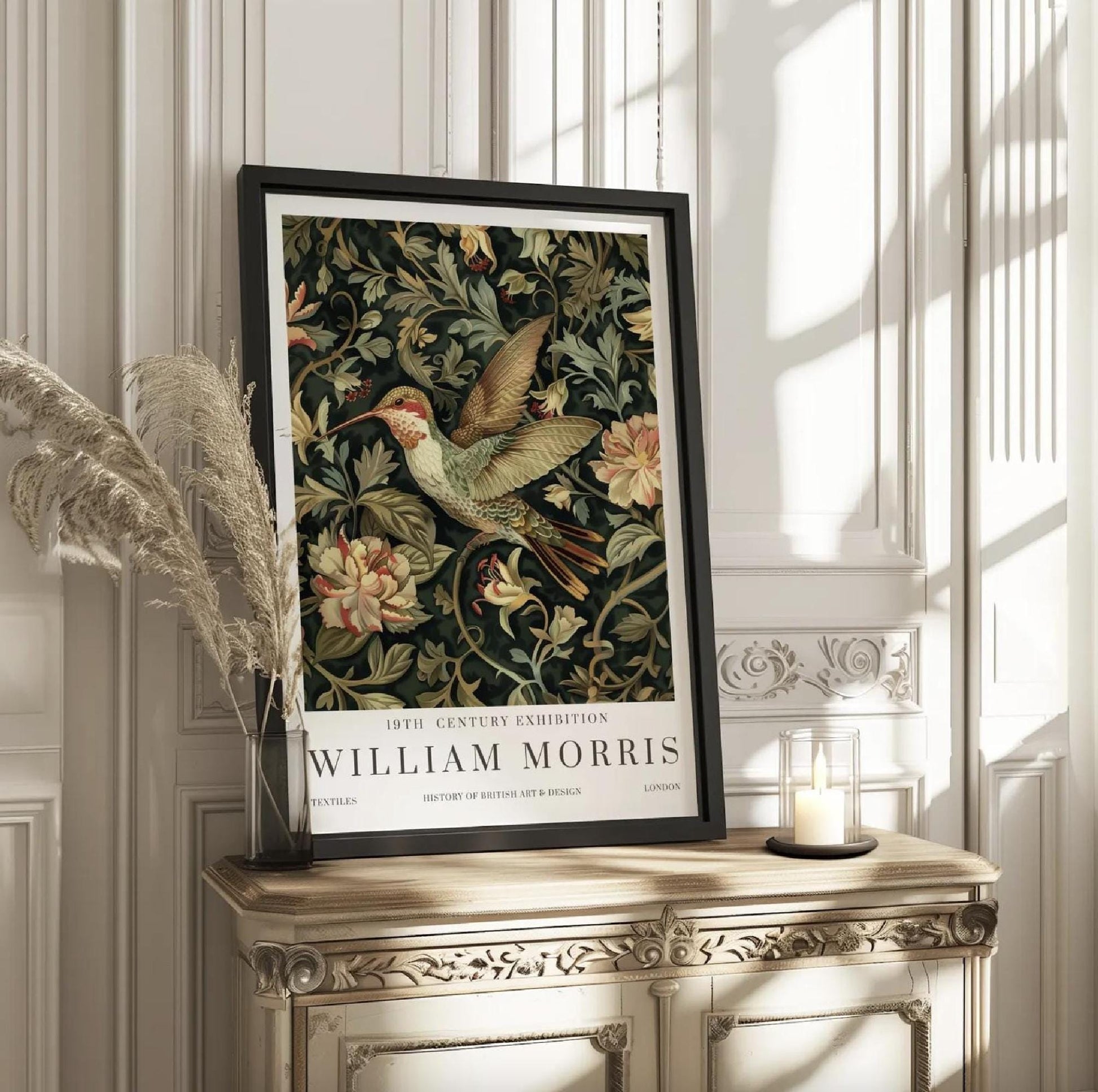 William Morris Prints Vintage Wall Art Poster Hummingbird Textiles Art Exhibition (view 3)