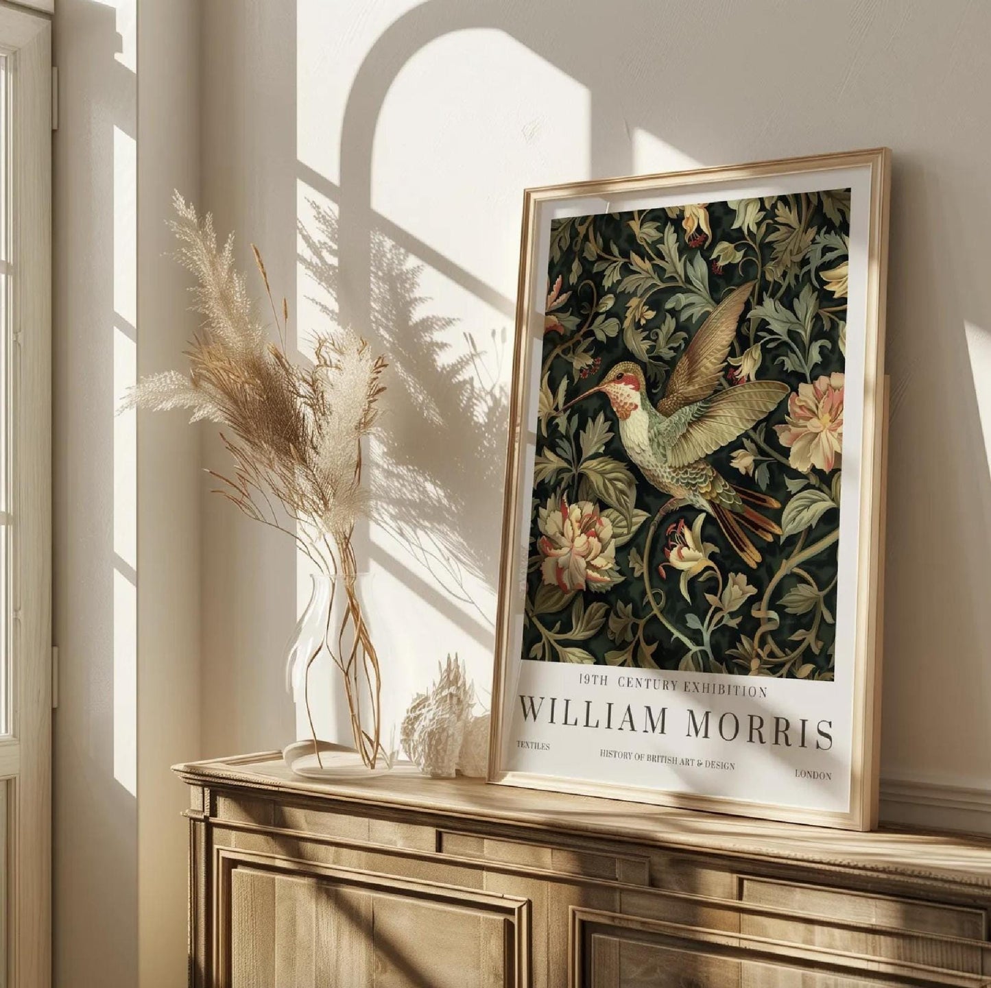William Morris Prints Vintage Wall Art Poster Hummingbird Textiles Art Exhibition (view 4)