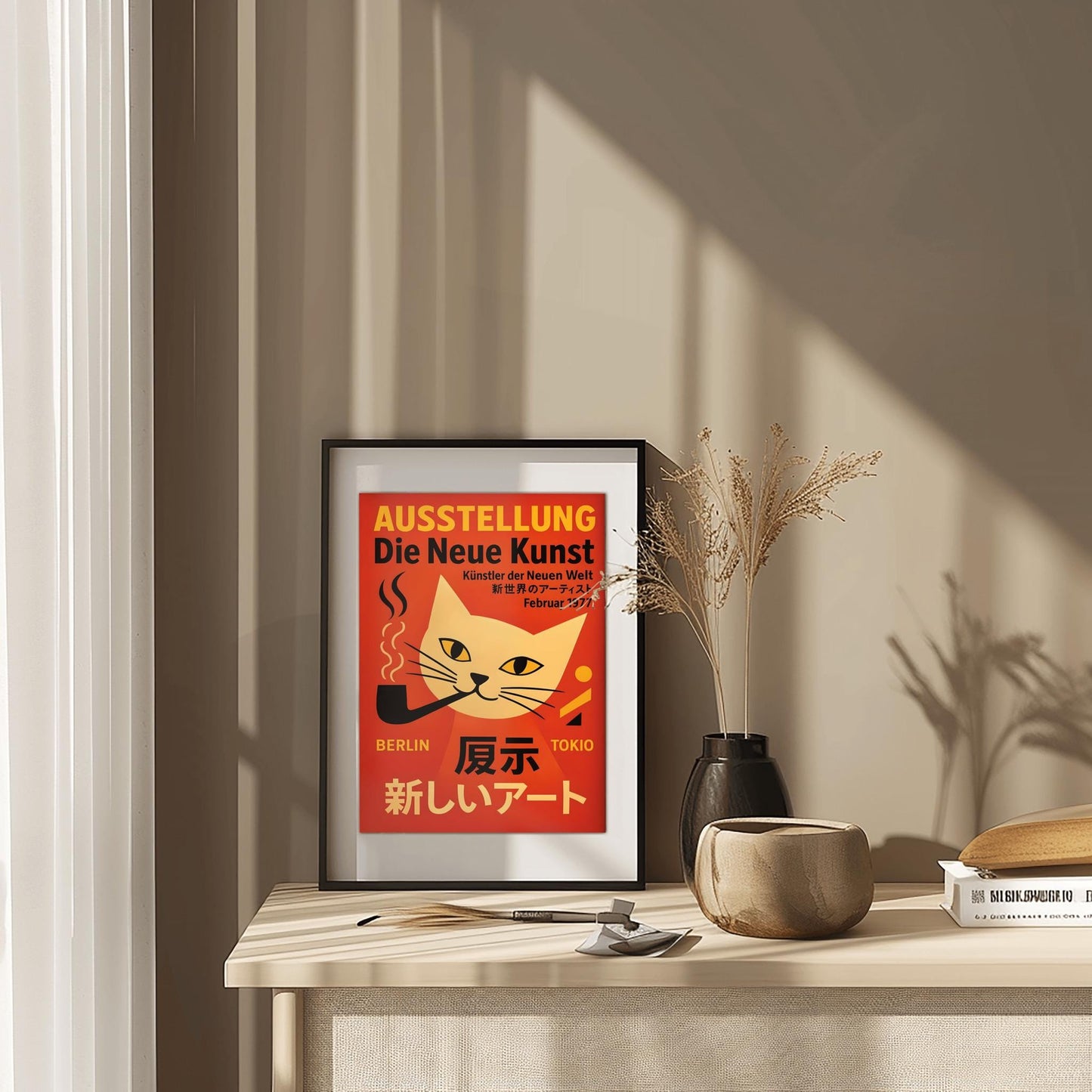 Fusion Art Berlin Tokyo Poster – German Japanese Exhibition Print, Striking Wall Decor, Framed & Canvas Options