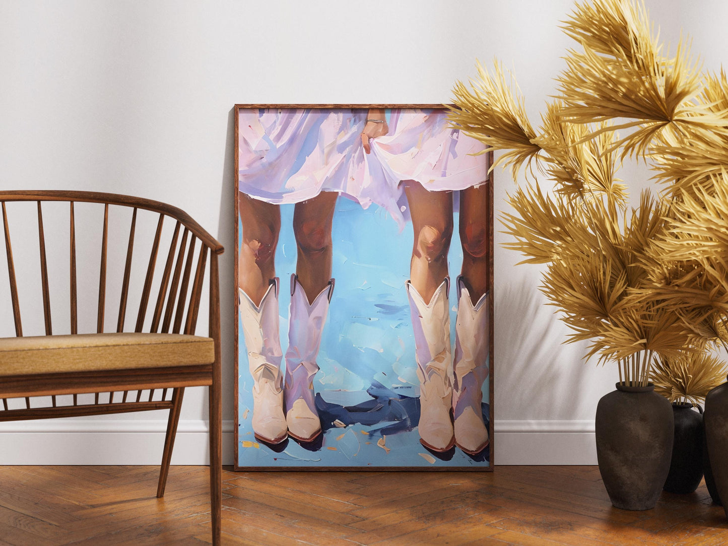 Cowgirl Boot Print Retro Western Art | Trendy Wall Decor for Dorm, Home & Apartment