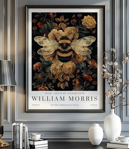 William Morris Print Vintage Wall Art Poster Bumble Bee Textiles Art Exhibition Vintage Poster