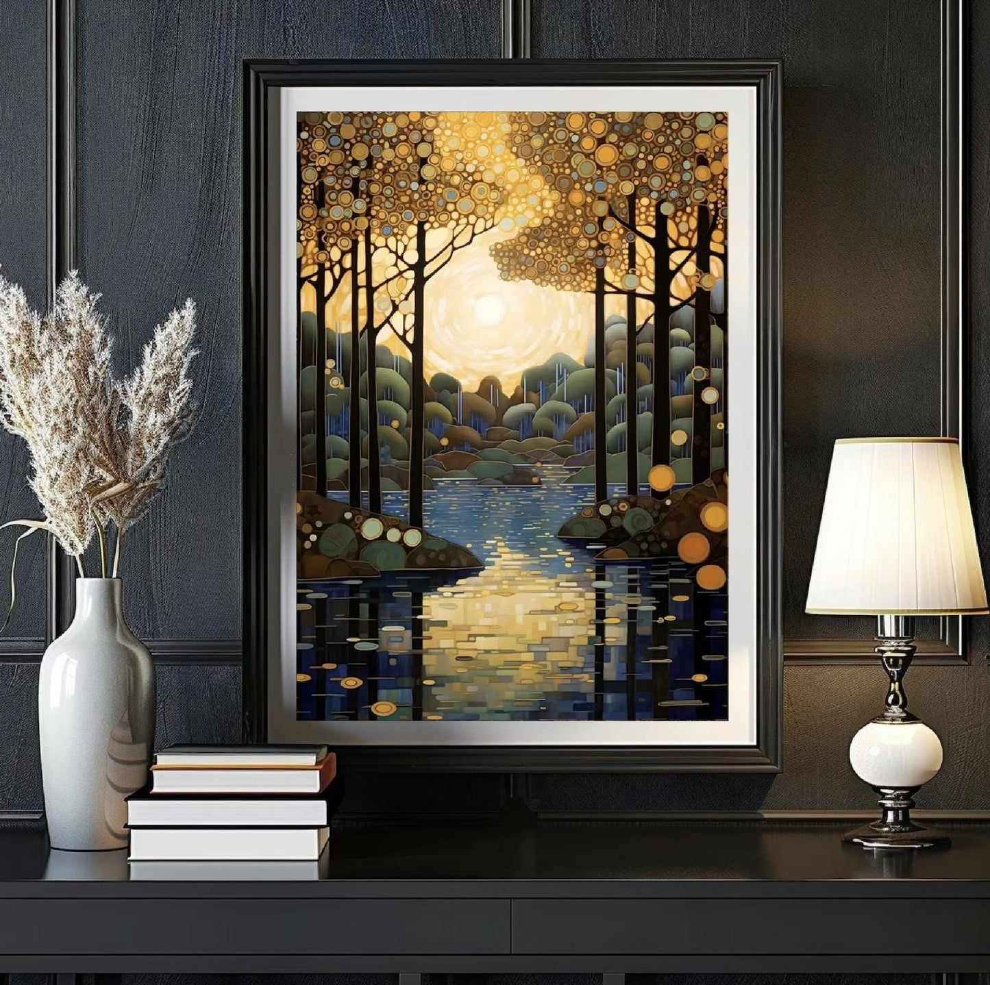 Gustav Klimt Print, Forest Floral Art, Klimt Exhibition Poster, Gold Wall Decor, Art Nouveau Painting, Museum Quality Unframed