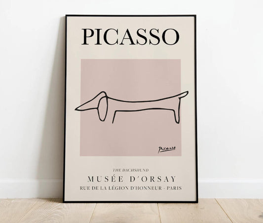 Picasso Dog Line Art Poster - Vintage Minimalist Drawing, Exhibition Wall Art Print, Unique Home Decor & Gift Idea