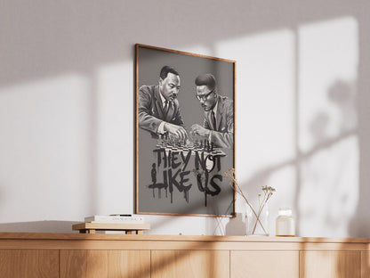 Martin Luther King & Malcolm X Poster Black History Art Juneteenth For The Culture I Have a Dream Print