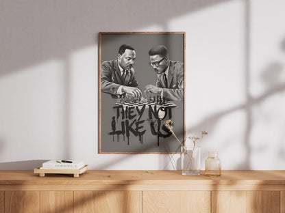 Martin Luther King & Malcolm X Poster Black History Art Juneteenth For The Culture I Have a Dream Print