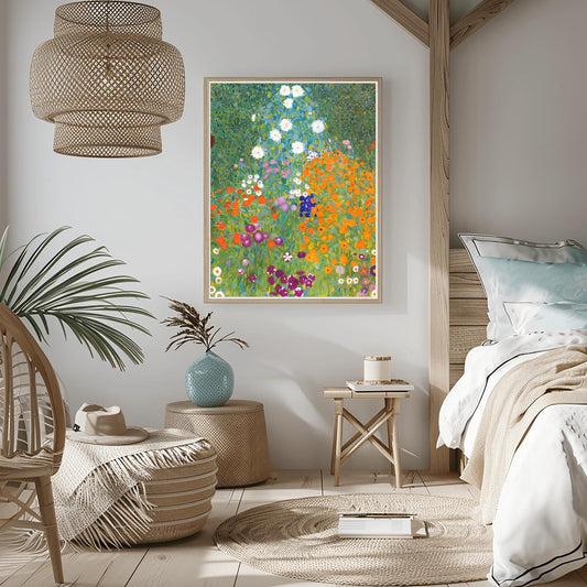 Gustav Klimt Flower Garden, Vintage Floral Landscape, Art Nouveau Print, Modern Art Poster Print Wall Art, Aesthetic Decor