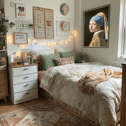 Girl with a Pearl Earring by Johannes Vermeer | Dutch Baroque Painting | Vintage Woman Portrait Print | Poster Wall Art