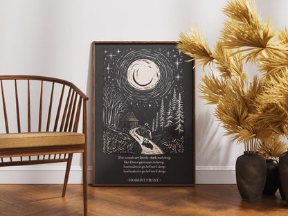 Robert Frost Poster Literary Wall Art Poetry Print Famous Poet Decor Literature Lover Gift Home Office Decor