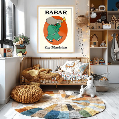 Babar The Elephant Quote Wall Art, Nursery Decor, Kids Gift, Retro Illustration Print, Neutral Baby Room Decor, Physical Print, Baby Shower