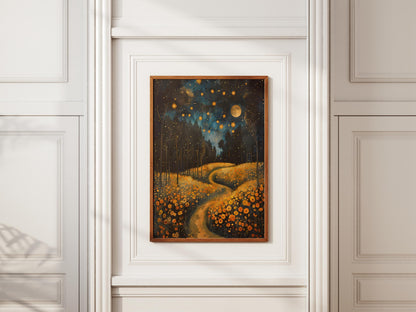 Gustav Klimt Print Moon Night Print Poster, Moon & Stars Tree Art, Premium Matte Paper, Klimt Exhibition Wall Decor, Fine Art Print